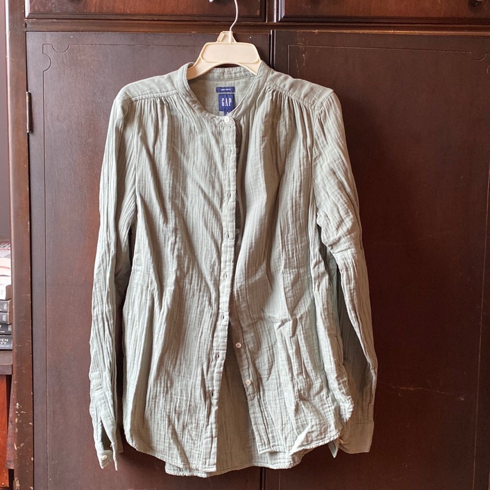 Gap Woman Long Sleeve Crinkle Gauze Shirt